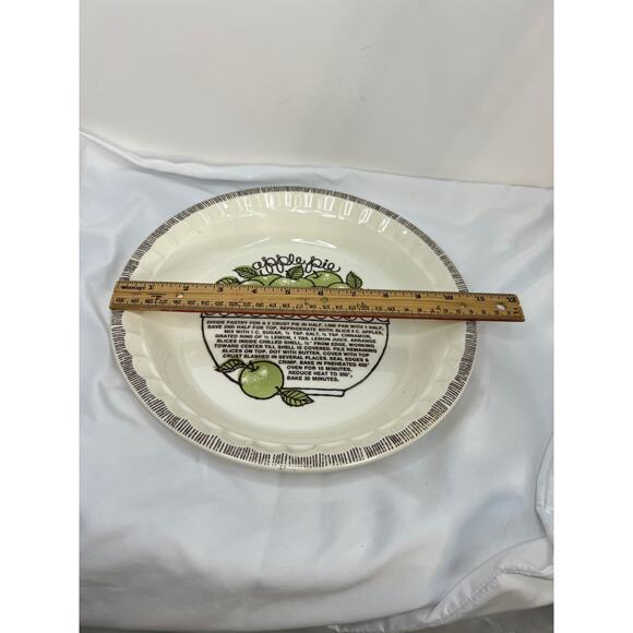 Vintage Country Harvest Green Apple Pie Plate Pan Dish Recipe Baking 11" - Picture 4 of 6